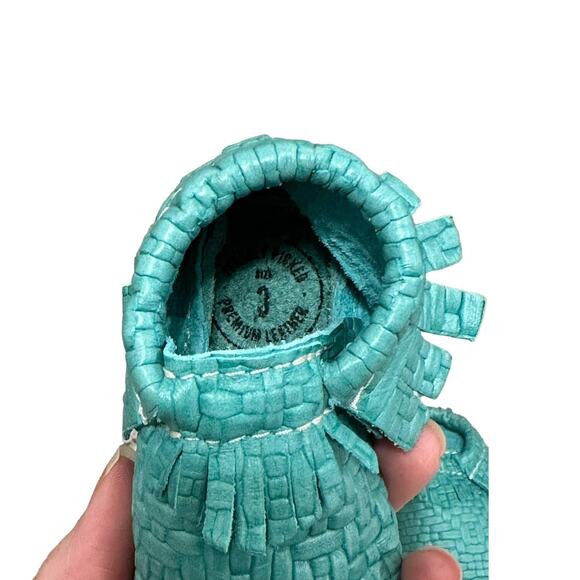Freshly Picked Moccasins Woven Teal 3 Infant - Picture 4 of 5
